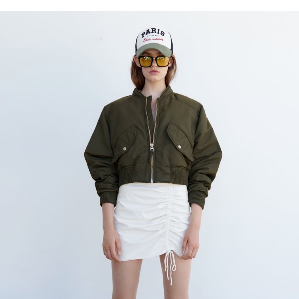 Cropped Water Repellent Bomber